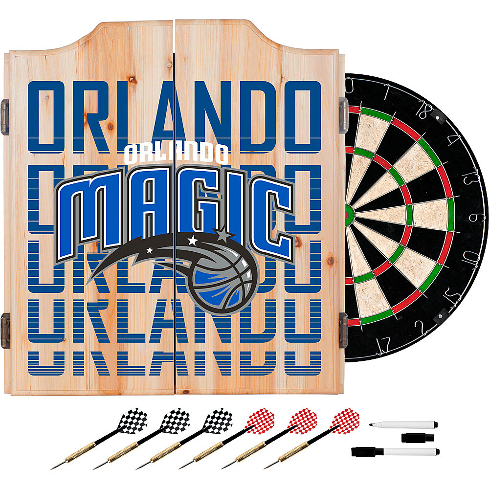 Orlando Magic NBA City Dart Cabinet Set with Darts and Board - Blue, Black, Silver