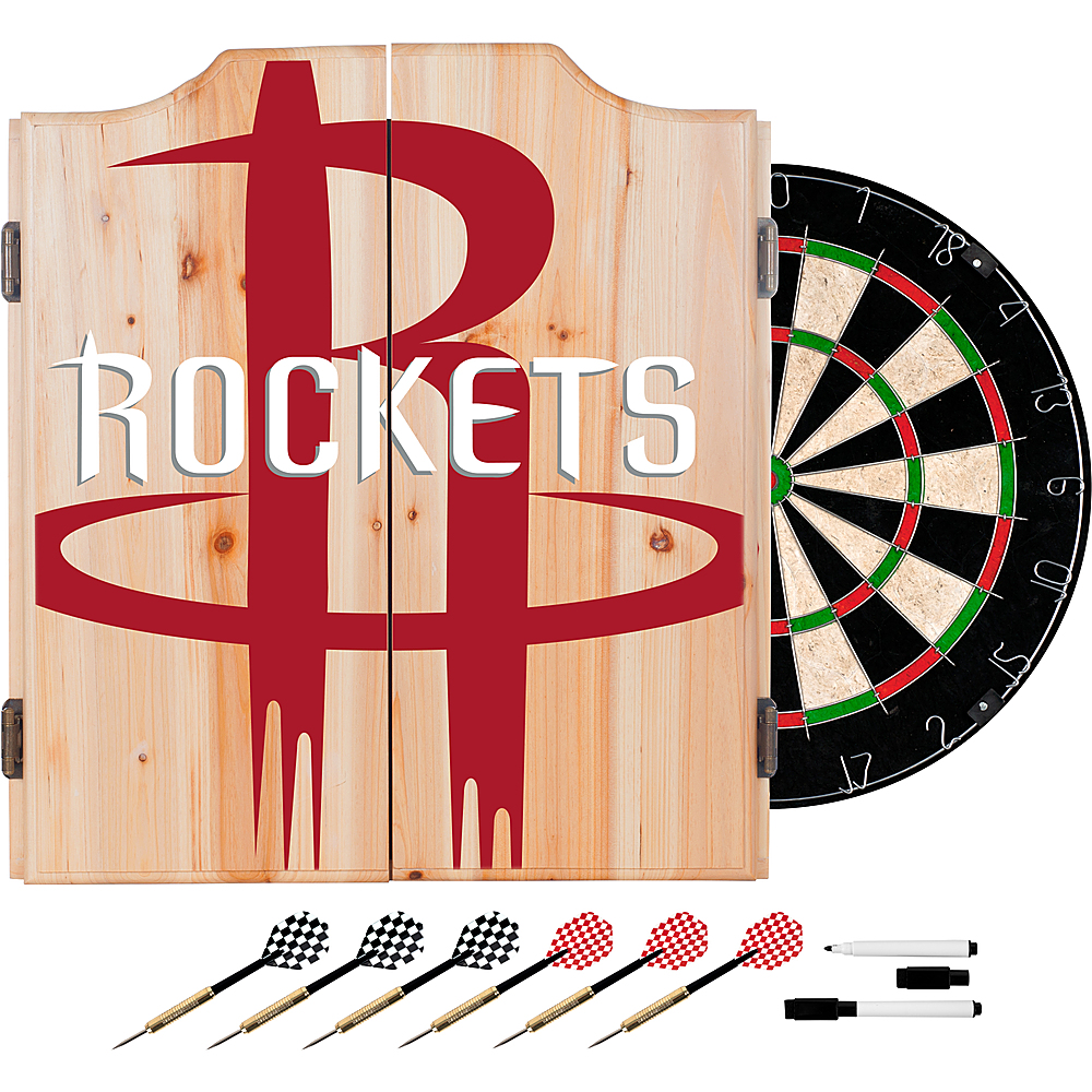 Houston Rockets NBA  Dart Cabinet Set with Darts and Board - Red, White