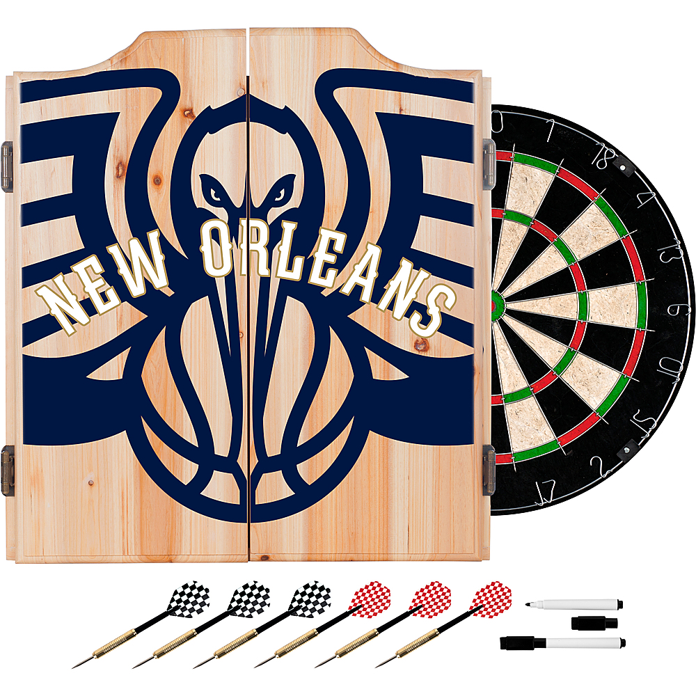 New Orleans Pelicans NBA Fade Dart Cabinet Set with Darts and Board - Navy Blue, White