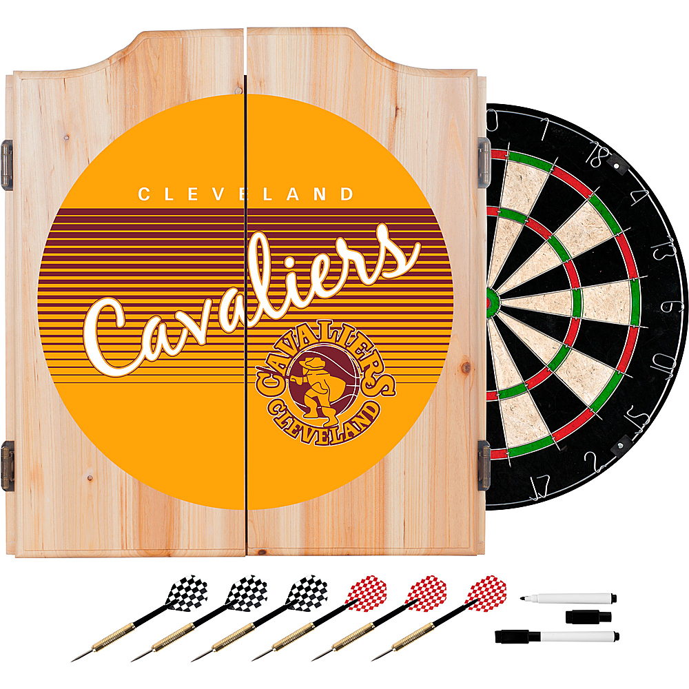 Cleveland Cavaliers NBA Hardwood Classics Dart Cabinet Set with Darts and Board - Wine, Gold