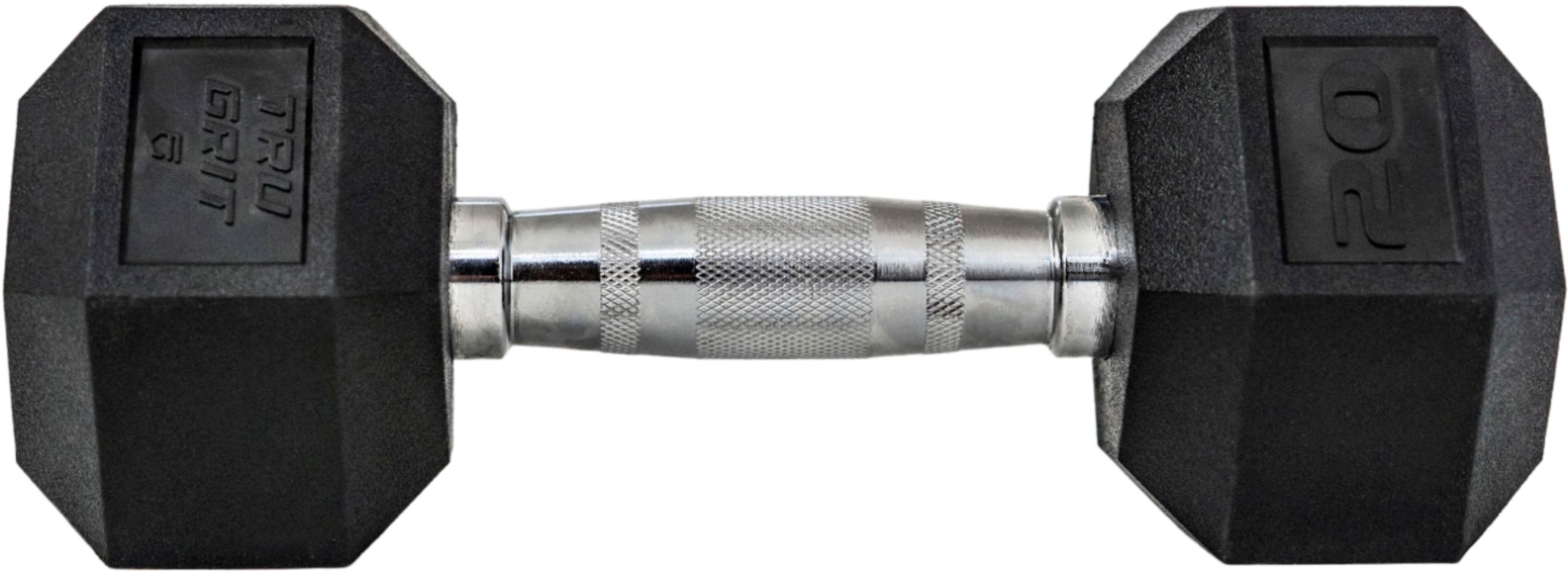 Front. Tru Grit - 20-lb Hex Elite Dumbbell Single - Black/Silver.