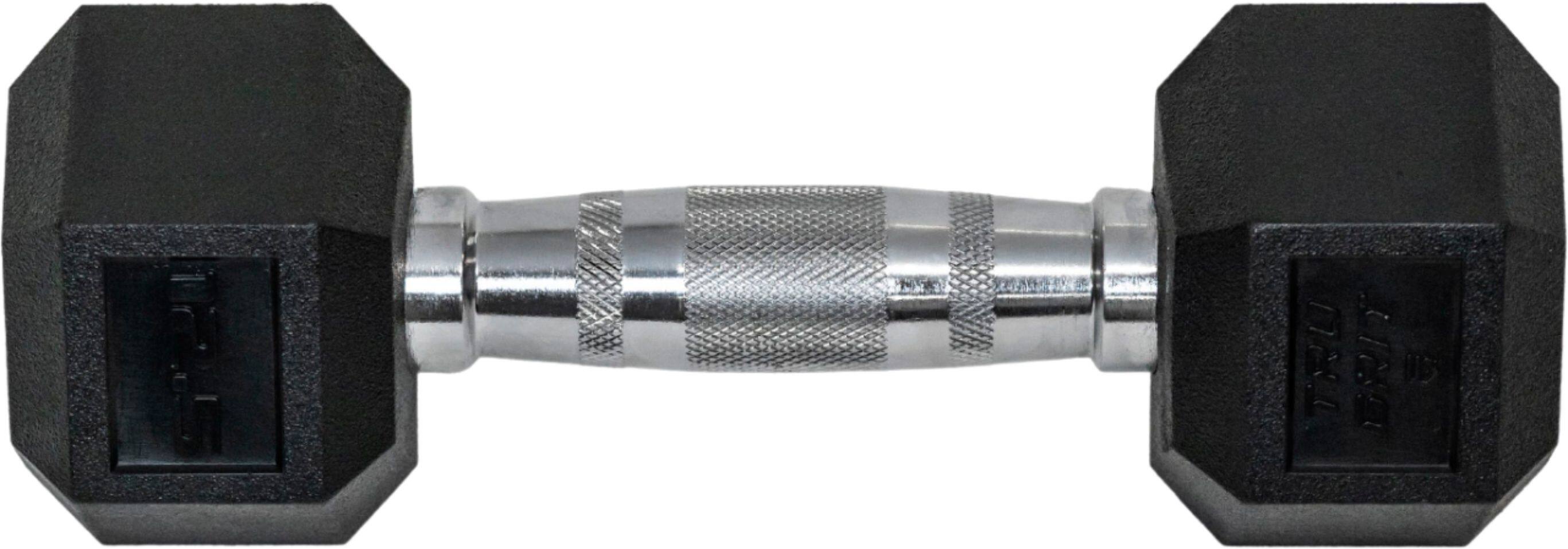 Left. Tru Grit - 12.5-lb Hex Elite Dumbbell Single - Black/Silver.