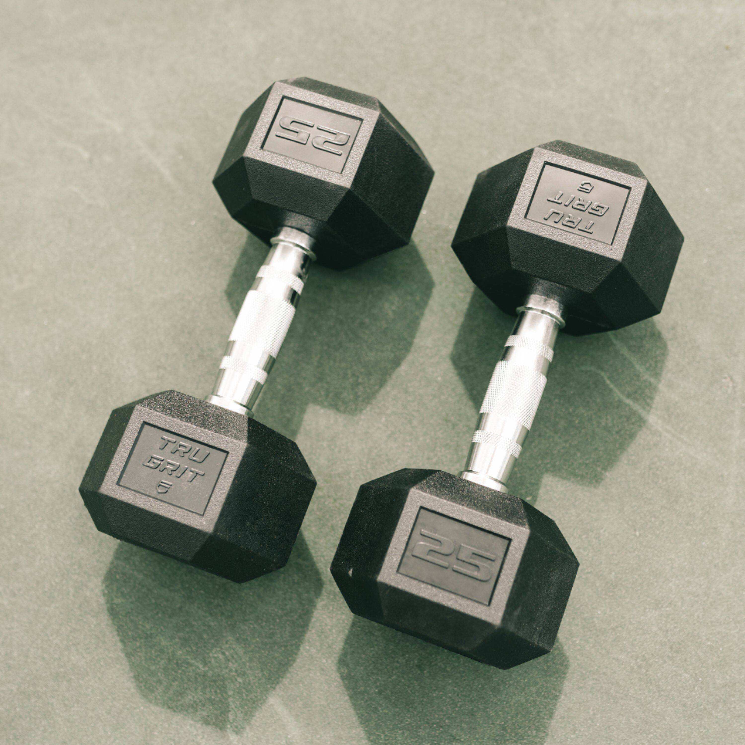 Alt View 15. Tru Grit - 10-lb Hex Elite Dumbbell Single - Black/Silver.