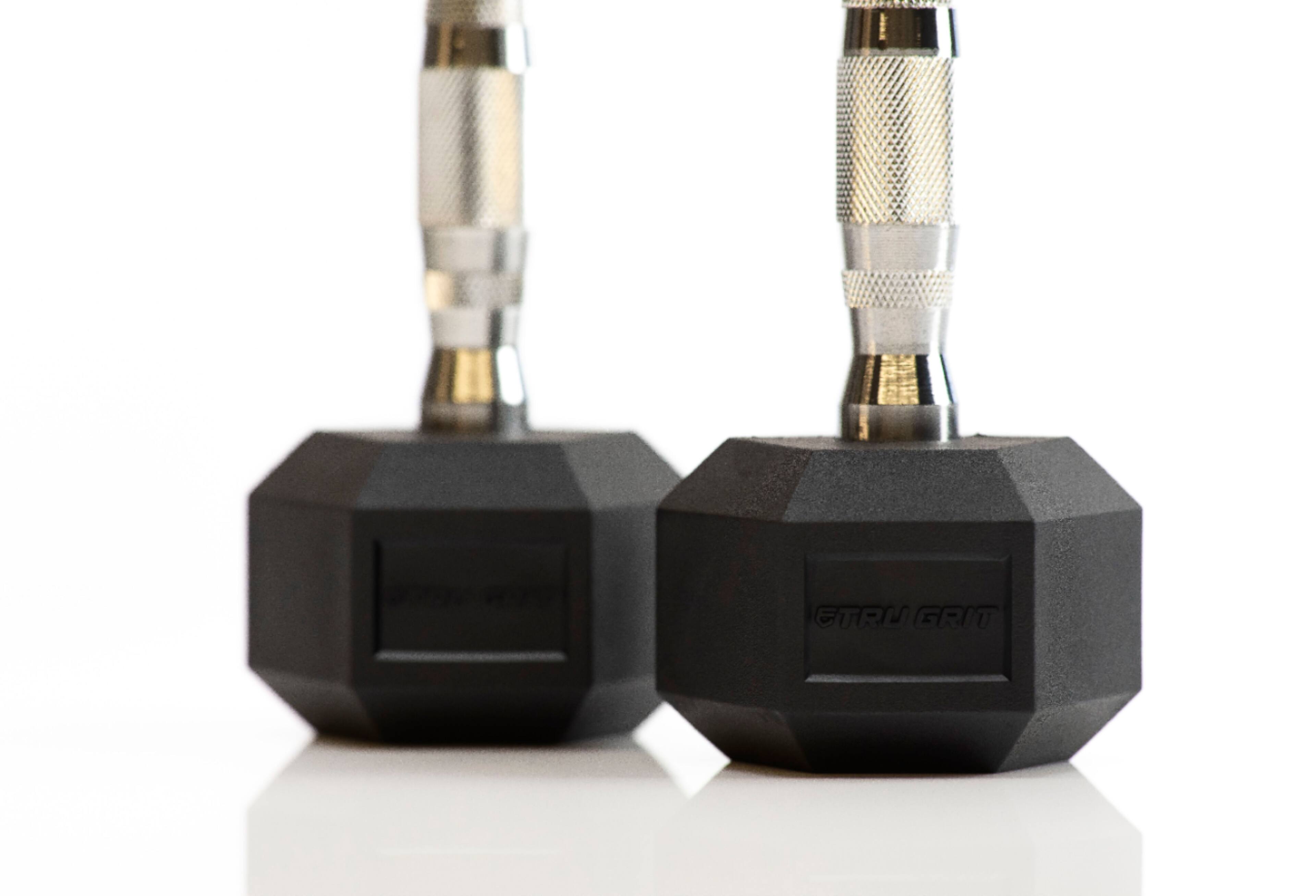 Alt View 17. Tru Grit - 30-lb Hex Elite Dumbbell Single - Black/Silver.