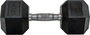 Tru Grit - 45-lb Hex Elite Dumbbell Single - Black/Silver - Front_Zoom