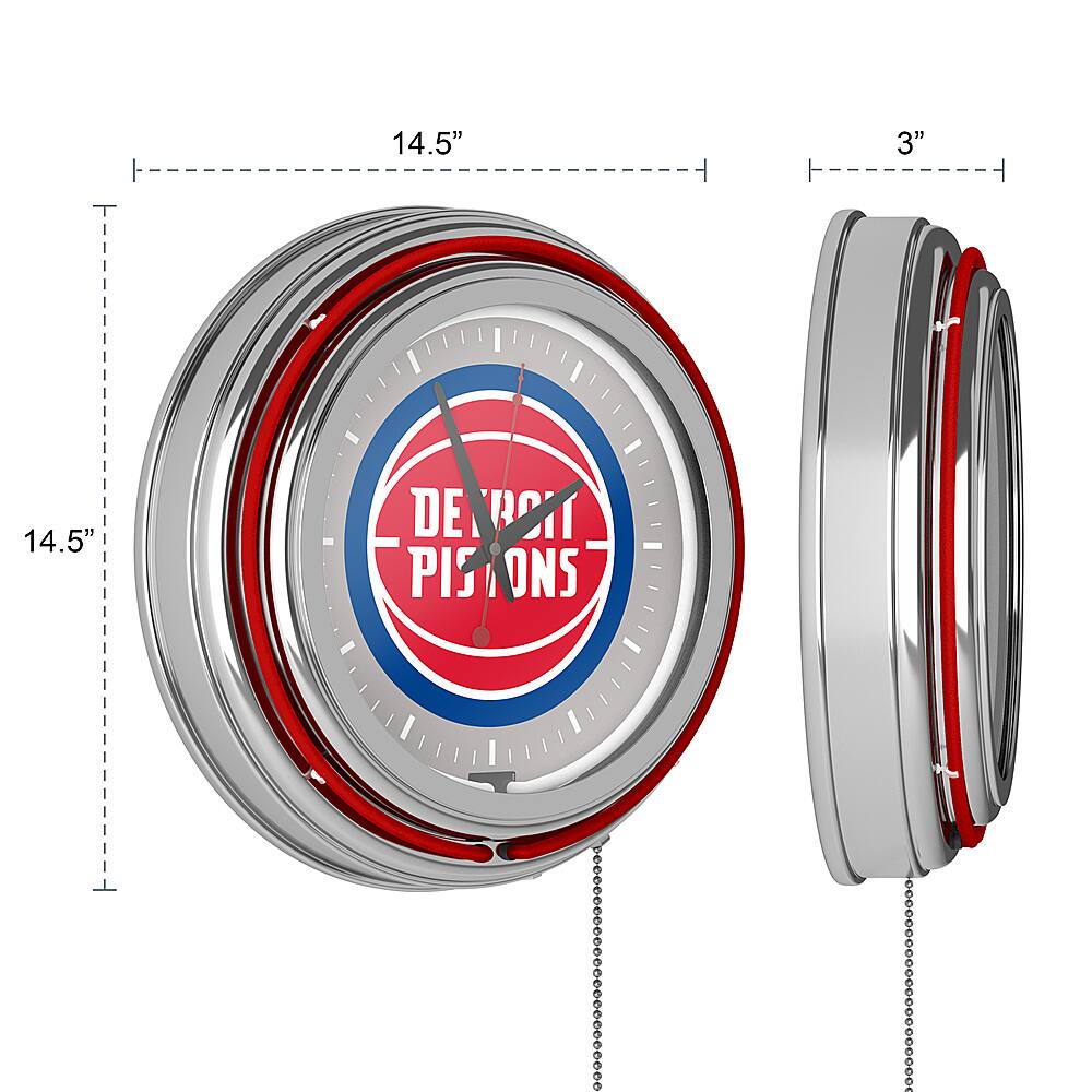 Detroit Pistons Round Wall Clock Chrome Style Collectible main image 1
