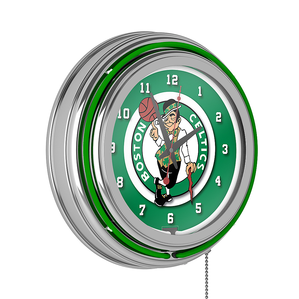 Boston Celtics NBA Chrome Double Ring Neon Clock - Green, Black, White
