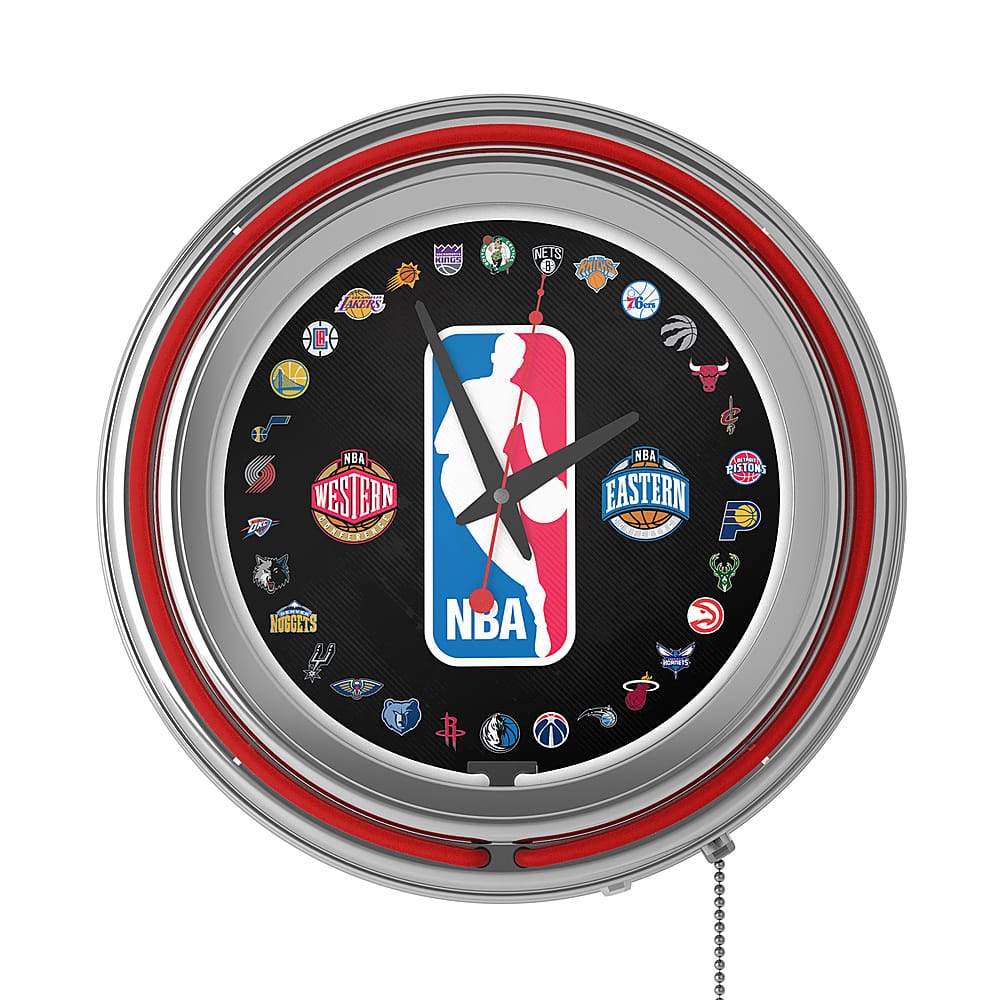 Best Buy: Nba Logo All Teams Chrome Double Ring Neon Clock Black, Blue 