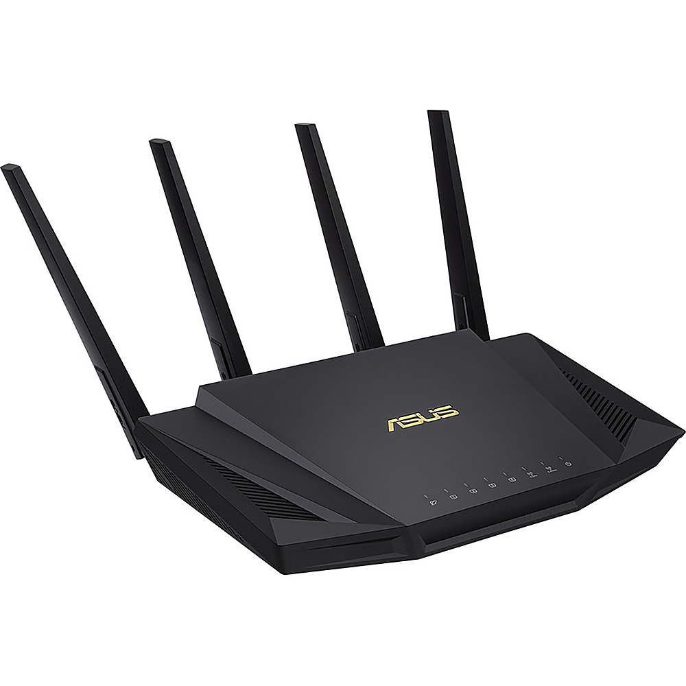 Angle View: ASUS - AX3000 Dual Band WiFi 6 (802.11ax) Router - Black