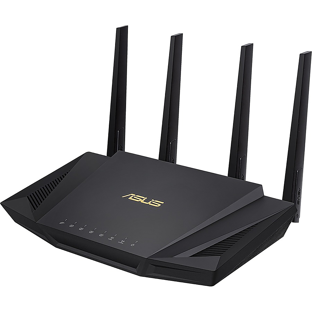 Left View: ASUS - AX3000 Dual Band WiFi 6 (802.11ax) Router - Black