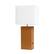 Angle. Elegant Designs - Modern Leather Table Lamp with USB and White Fabric Shade - Tan.