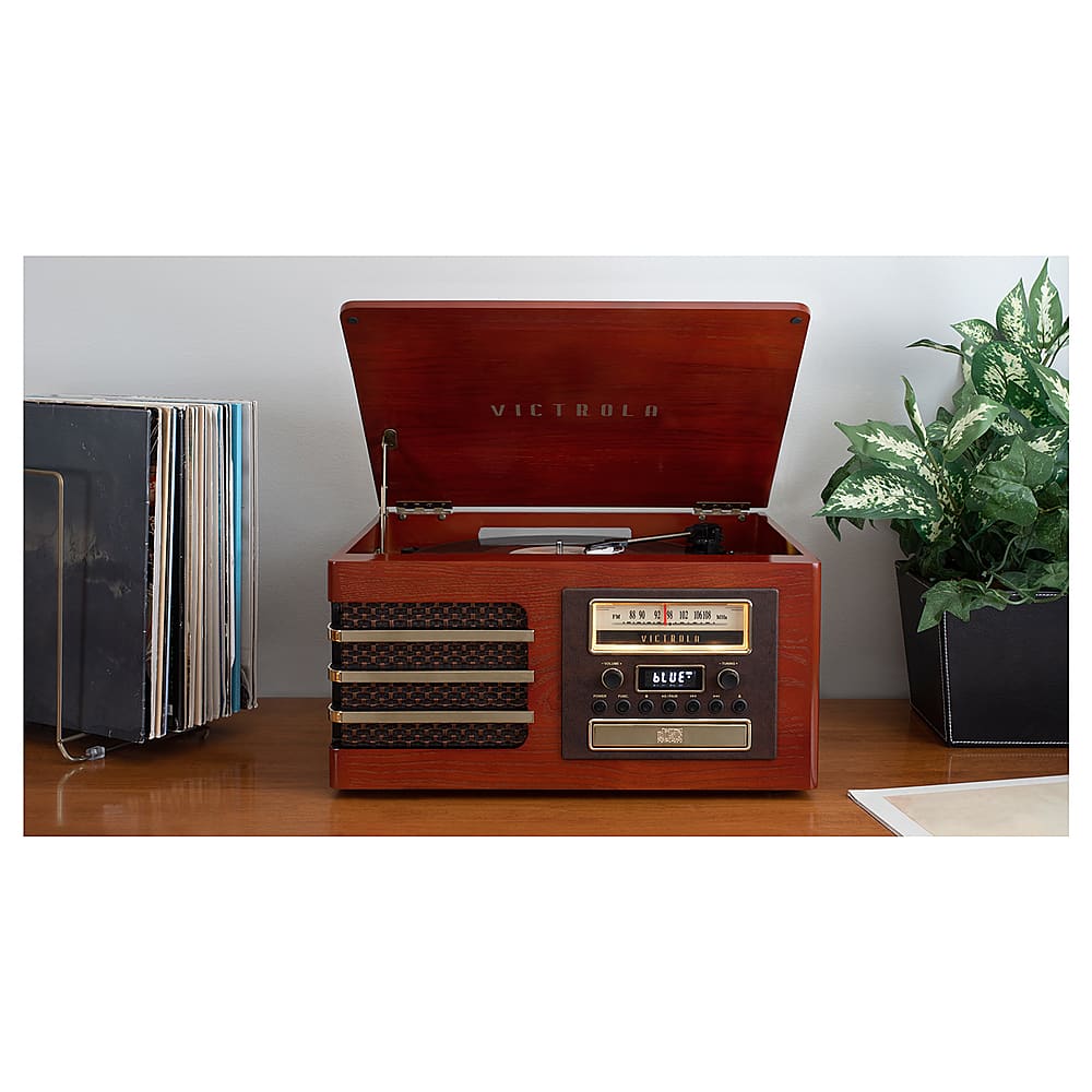 Alt View 11. Victrola - Ellington Bluetooth Record Player - Mahogany.