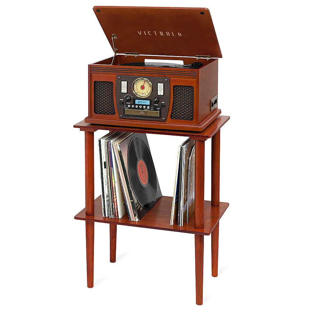 Angle View: Victrola - Navigator Bluetooth Record Player with Matching Record Stand - Mahogany