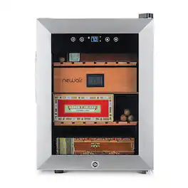 NewAir - 250 Count Cigar Humidor Wineador with Precision Digital Temperature Controls - Stainless Steel
