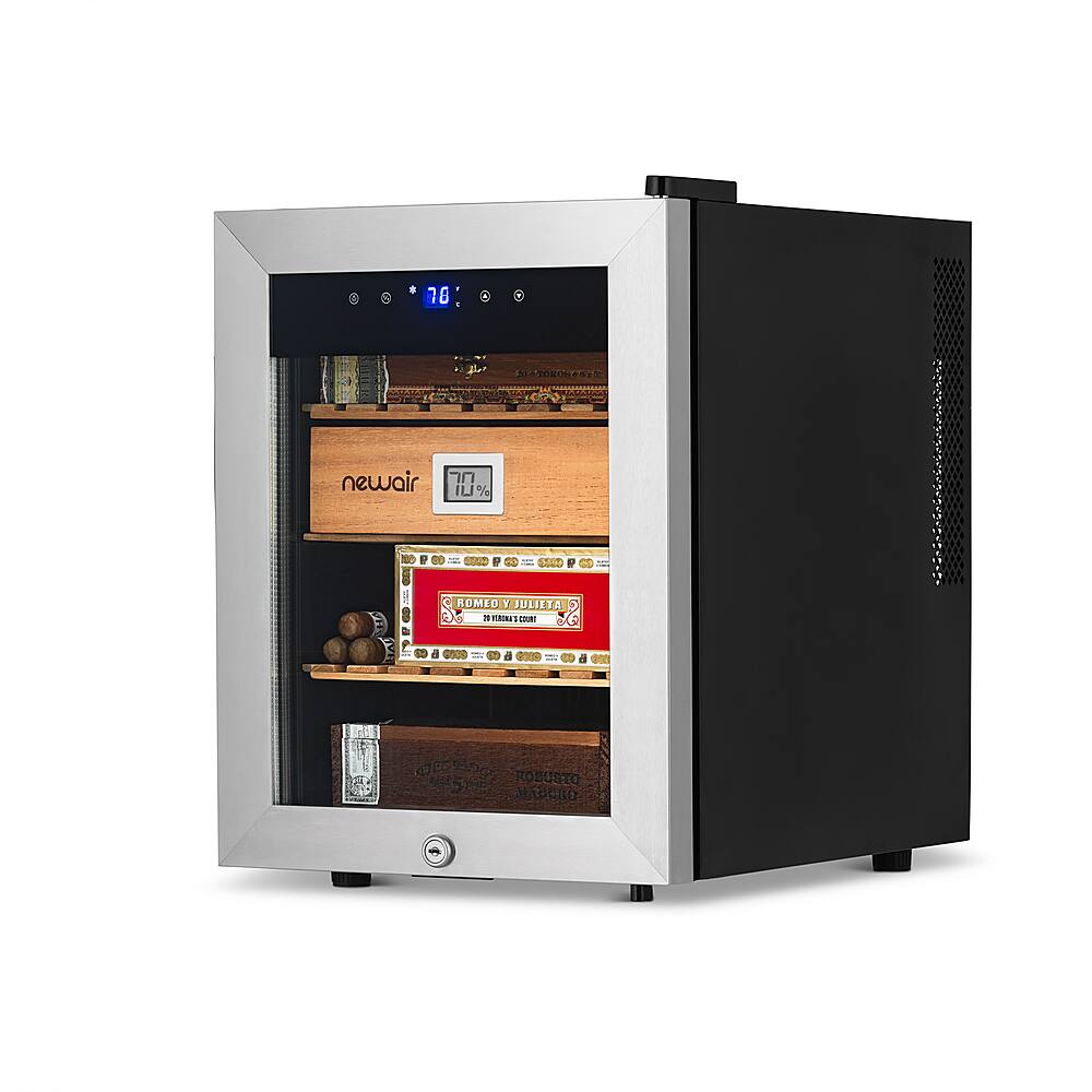 Alt View 11. NewAir - 250 Count Cigar Humidor Wineador with Precision Digital Temperature Controls - Stainless Steel.