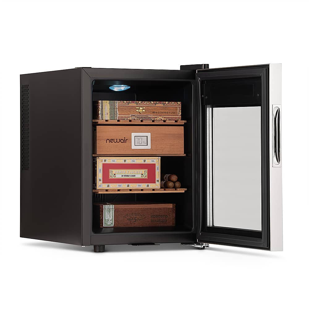 Alt View 13. NewAir - 250 Count Cigar Humidor Wineador with Precision Digital Temperature Controls - Stainless Steel.