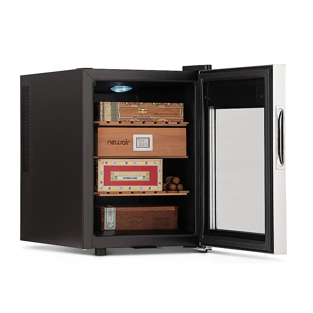 Alt View 13. NewAir - 250 Count Cigar Humidor Wineador with Precision Digital Temperature Controls - Stainless Steel.