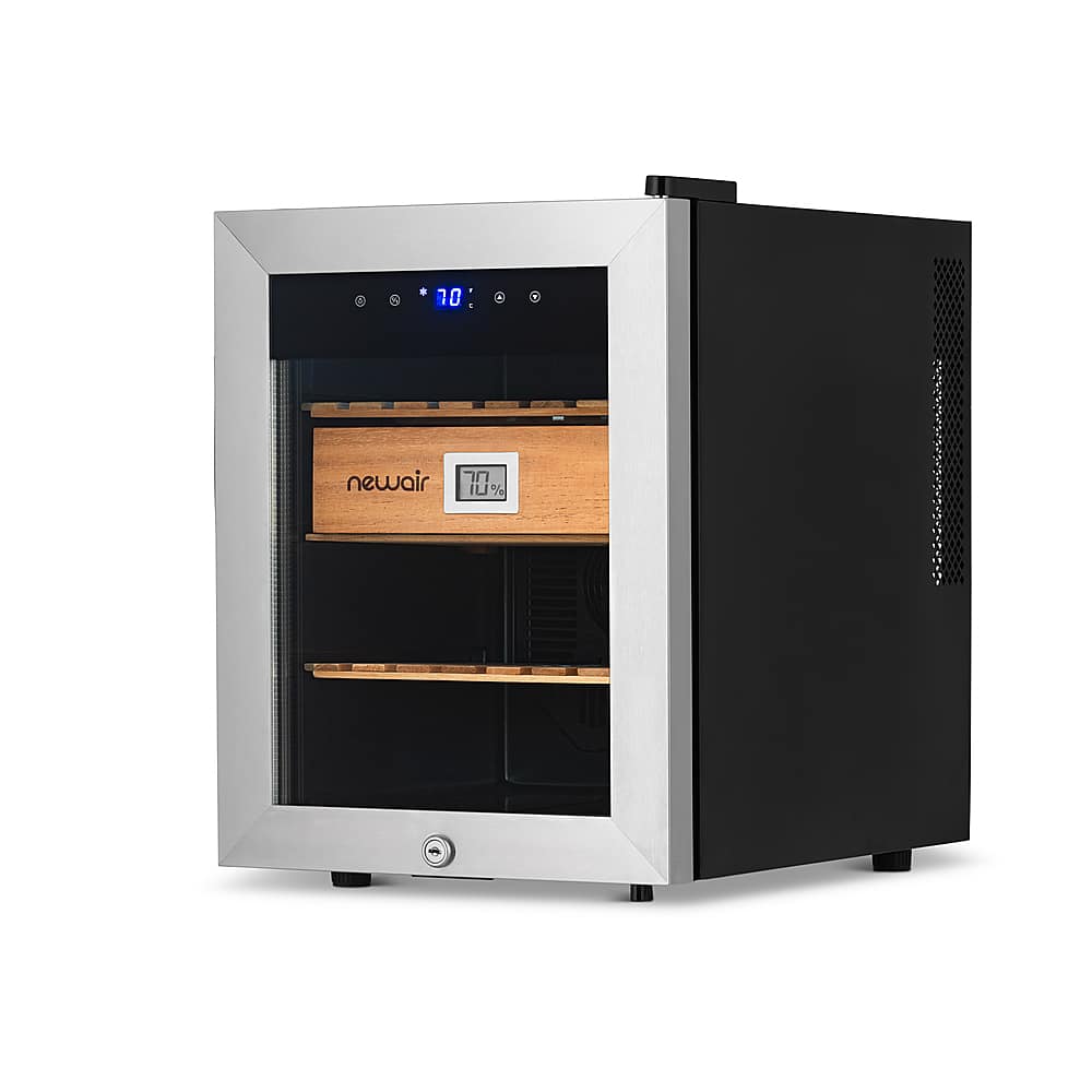 Alt View 14. NewAir - 250 Count Cigar Humidor Wineador with Precision Digital Temperature Controls - Stainless Steel.