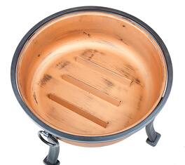 Fire Sense - Lumina Round Wood Burning Fire Pit Finish Steel Fire Bowl Mesh Spark Screen & Screen Lift Tool - Copper