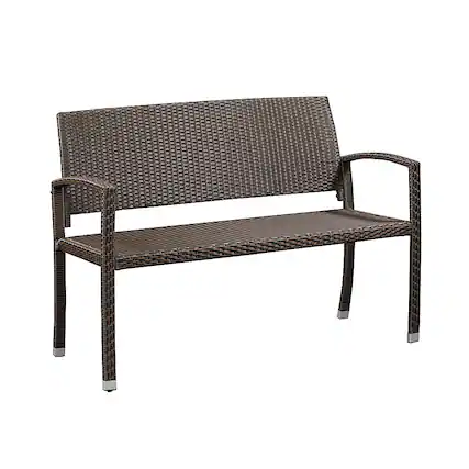 Alt View 11. Patio Sense - Miles Wicker Mocha Patio Bench - Mocha.