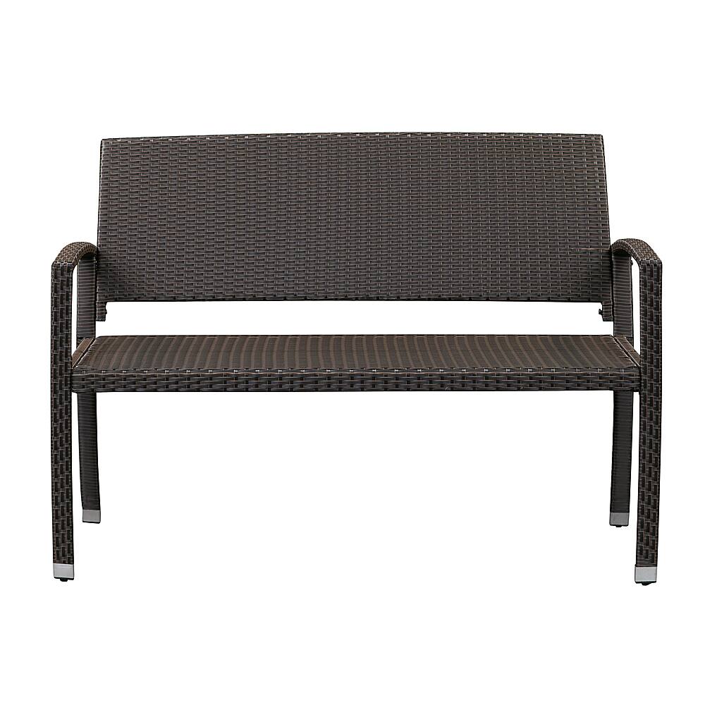 Alt View 13. Patio Sense - Miles Wicker Mocha Patio Bench - Mocha.
