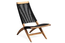 Patio Sense - Lisa Modern Lounge Chair Natural Wood Finish Mid Century Modern Wooden Chair Living Room Bedroom - Black