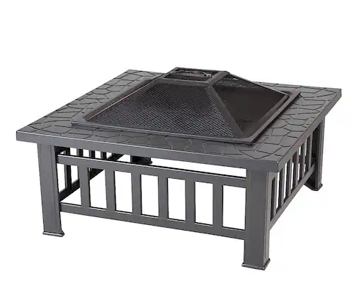 Front. Fire Sense - Stonemont Square Fire Pit - black.