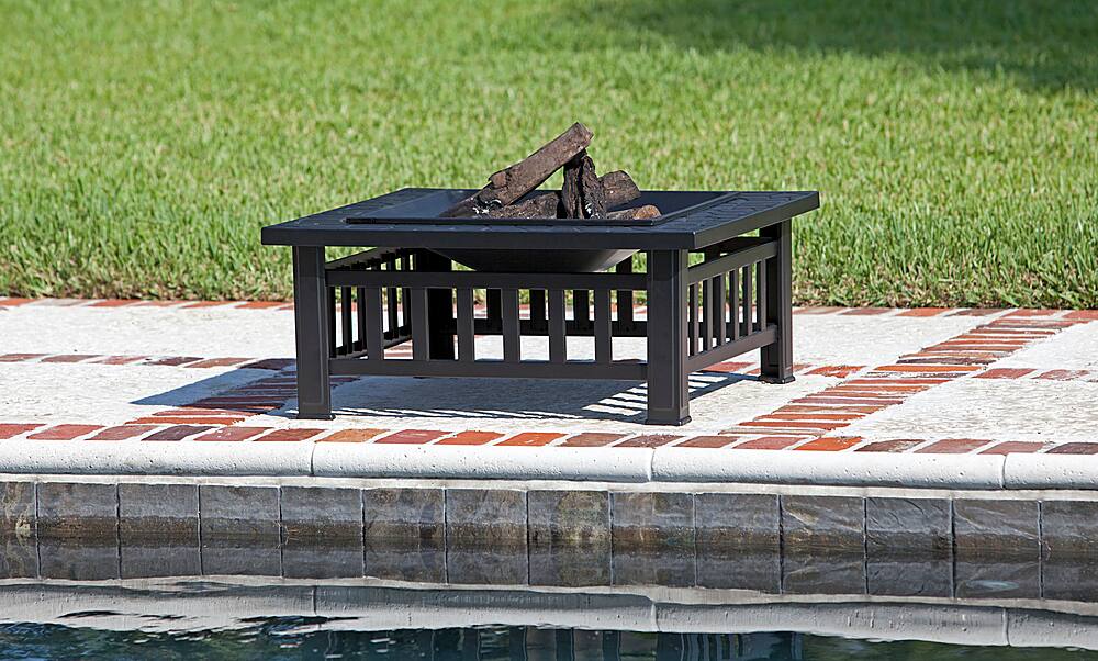 Alt View 11. Fire Sense - Stonemont Square Fire Pit - black.