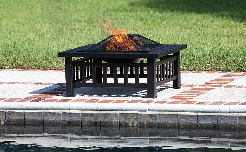 Alt View 12. Fire Sense - Stonemont Square Fire Pit - black.
