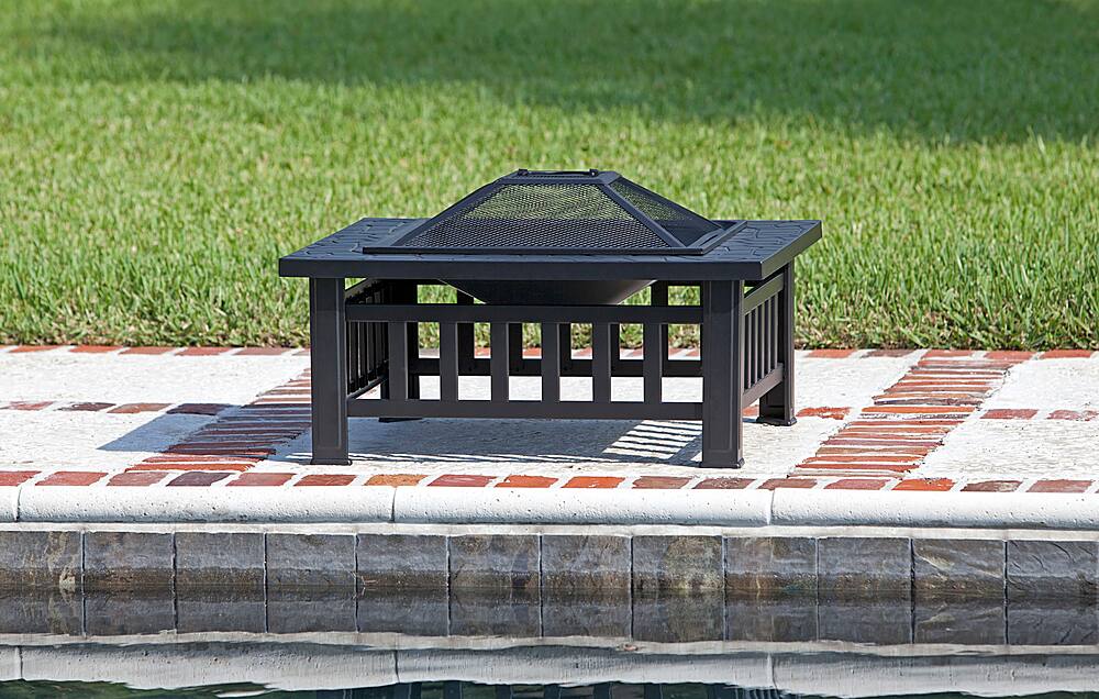 Alt View 15. Fire Sense - Stonemont Square Fire Pit - black.