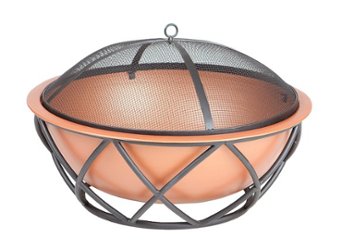 Fire Sense - Barzelonia Round Copper Look Fire Pit - Copper - Front_Zoom