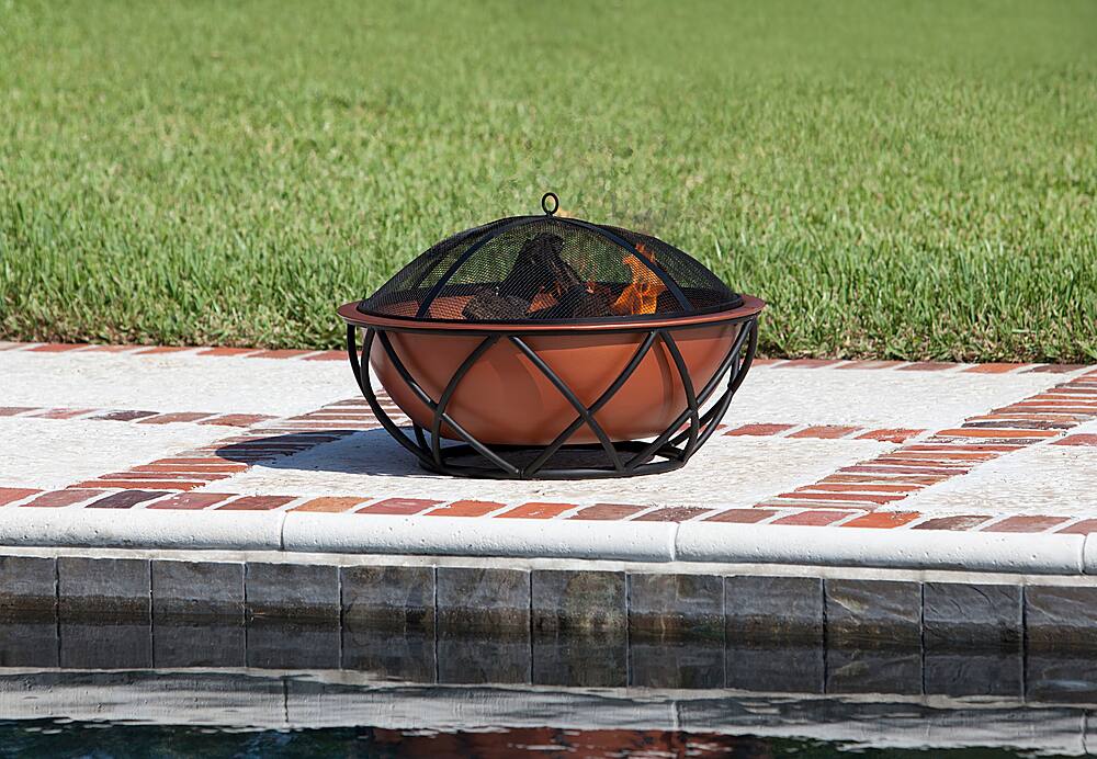 Alt View 12. Fire Sense - Barzelonia Round Fire Pit - Copper Look.