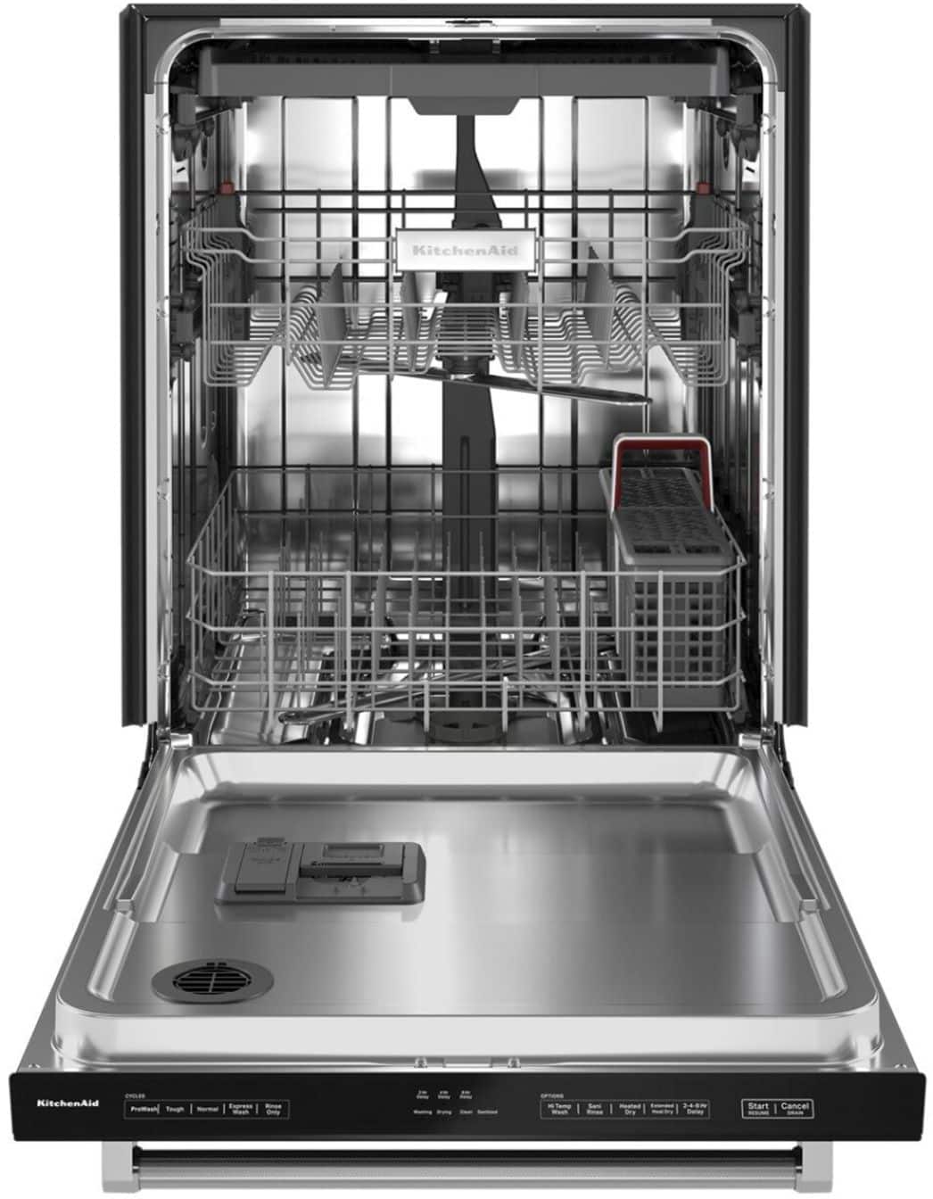 Alt View 11. KitchenAid - 24" Top Control Built-In Dishwasher with Stainless Steel Tub, ProWash Cycle, 3rd Rack, 39 dBA - Black.