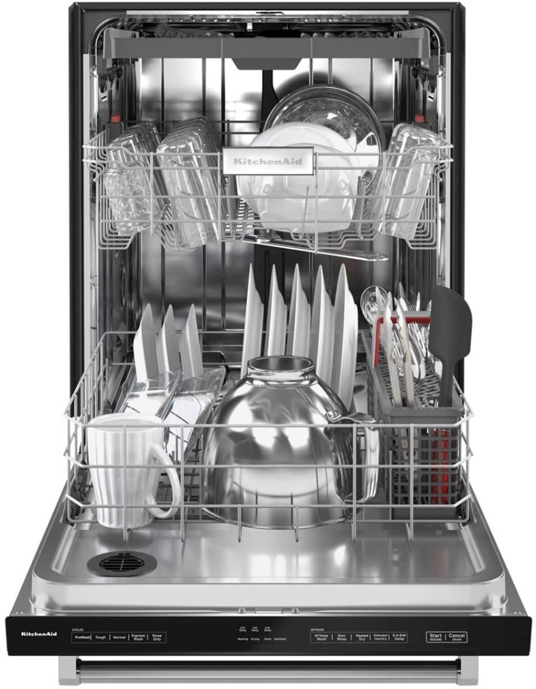 Alt View 13. KitchenAid - 24" Top Control Built-In Dishwasher with Stainless Steel Tub, ProWash Cycle, 3rd Rack, 39 dBA - Black.