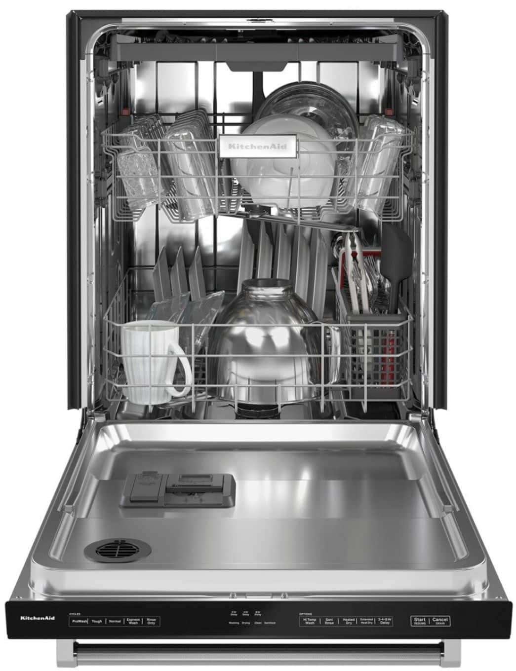 Alt View 16. KitchenAid - 24" Top Control Built-In Dishwasher with Stainless Steel Tub, ProWash Cycle, 3rd Rack, 39 dBA - Black.