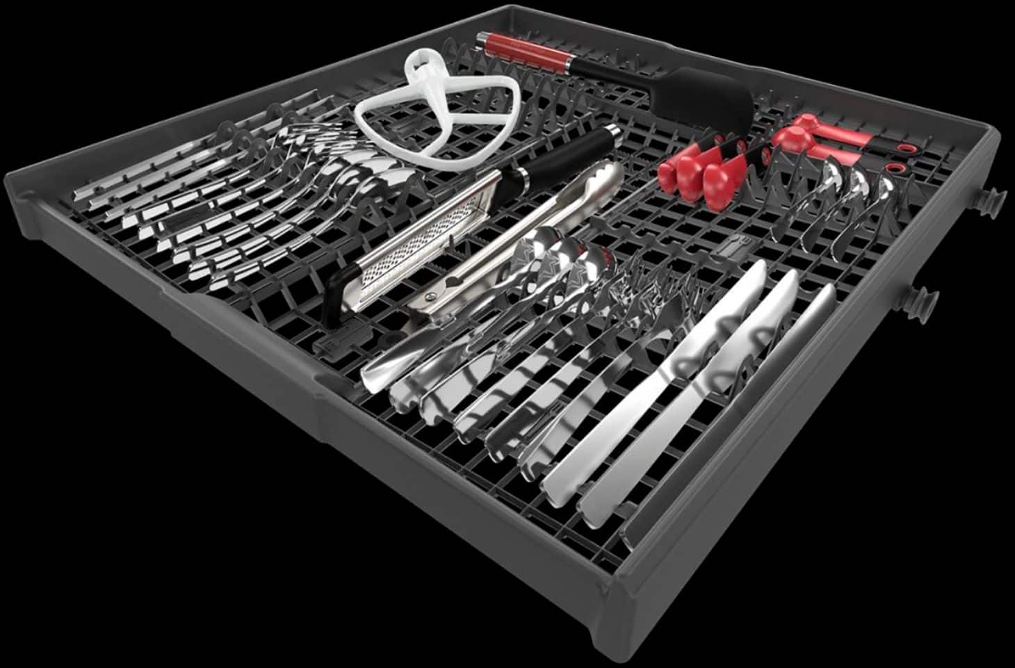 Alt View 26. KitchenAid - 24" Top Control Built-In Dishwasher with Stainless Steel Tub, ProWash Cycle, 3rd Rack, 39 dBA - Black.