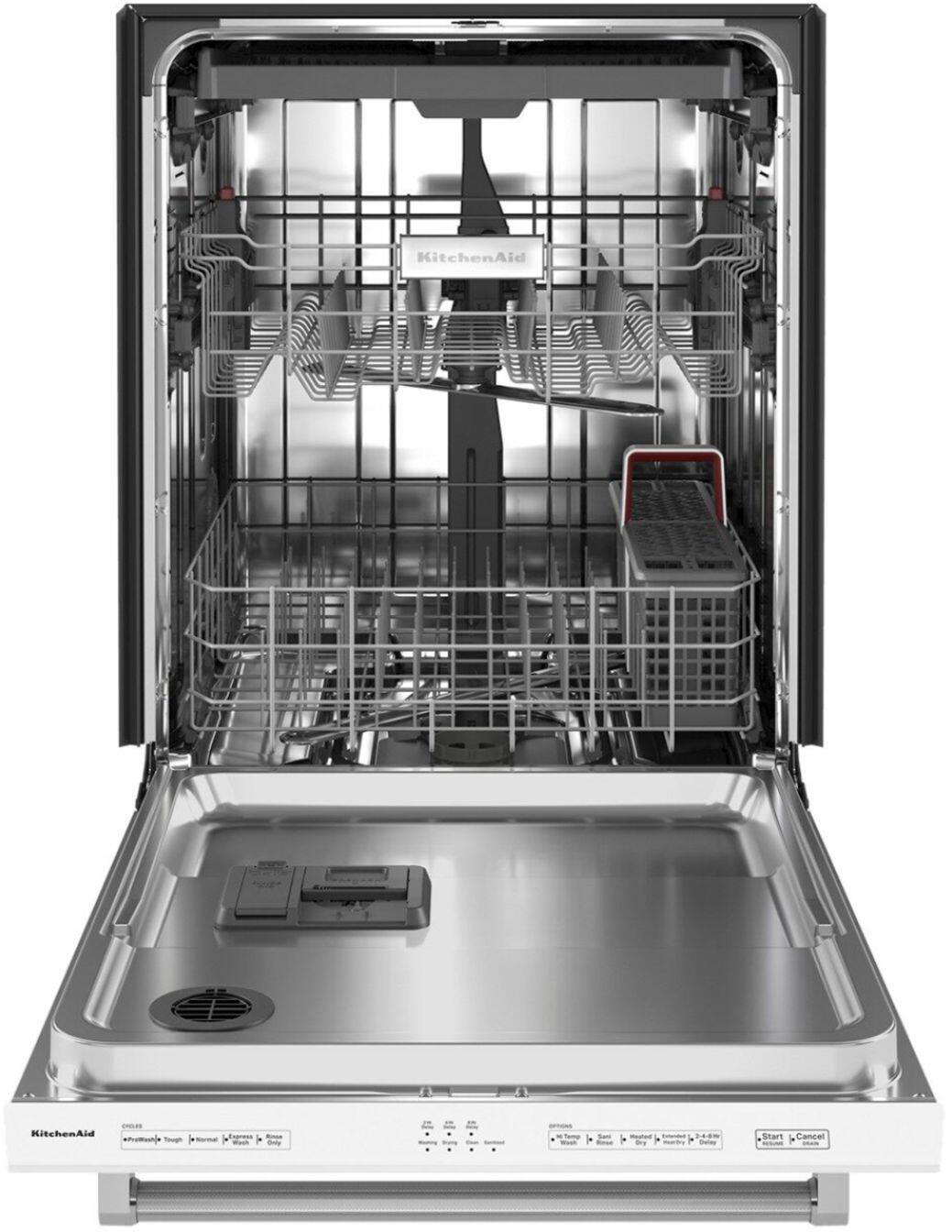 Alt View 11. KitchenAid - 24" Top Control Built-In Dishwasher with Stainless Steel Tub, ProWash Cycle, 3rd Rack, 39 dBA - White.