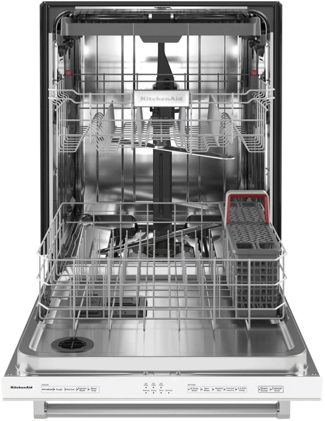 Alt View 12. KitchenAid - 24" Top Control Built-In Dishwasher with Stainless Steel Tub, ProWash Cycle, 3rd Rack, 39 dBA - White.