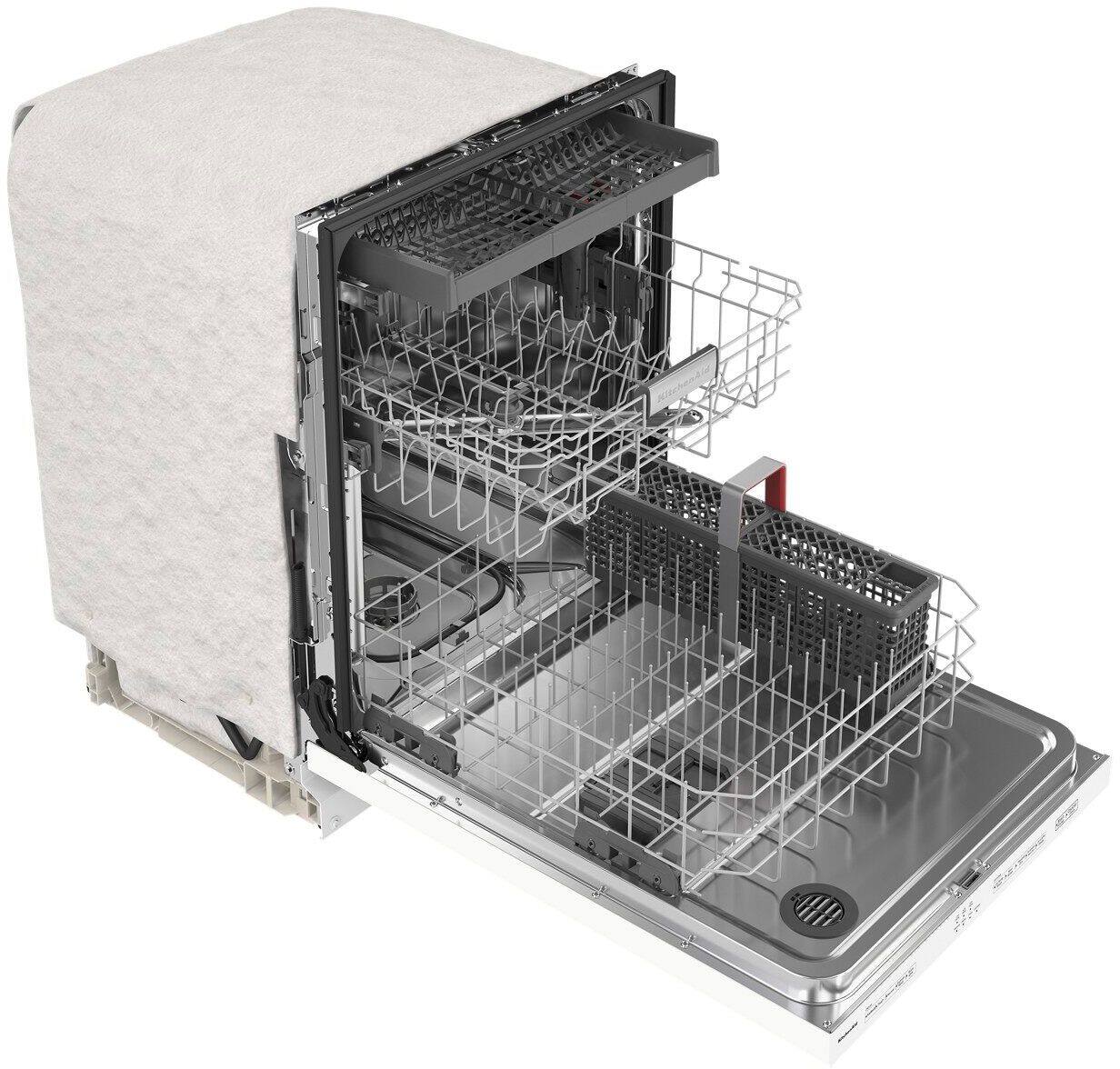 Alt View 1. KitchenAid - 24" Top Control Built-In Dishwasher with Stainless Steel Tub, ProWash Cycle, 3rd Rack, 39 dBA - White.