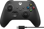 Front. Microsoft - Xbox Wireless Controller for Windows Devices, Xbox Series X, Xbox Series S, Xbox One + USB-C Cable - Carbon Black.