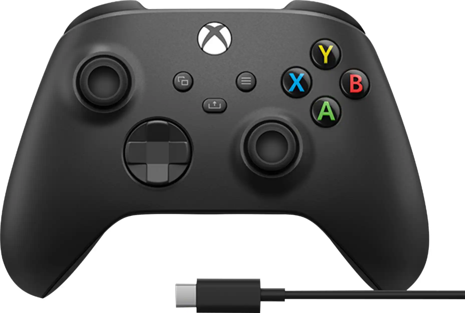 Front. Microsoft - Xbox Wireless Controller for Windows Devices, Xbox Series X, Xbox Series S, Xbox One + USB-C Cable - Carbon Black.