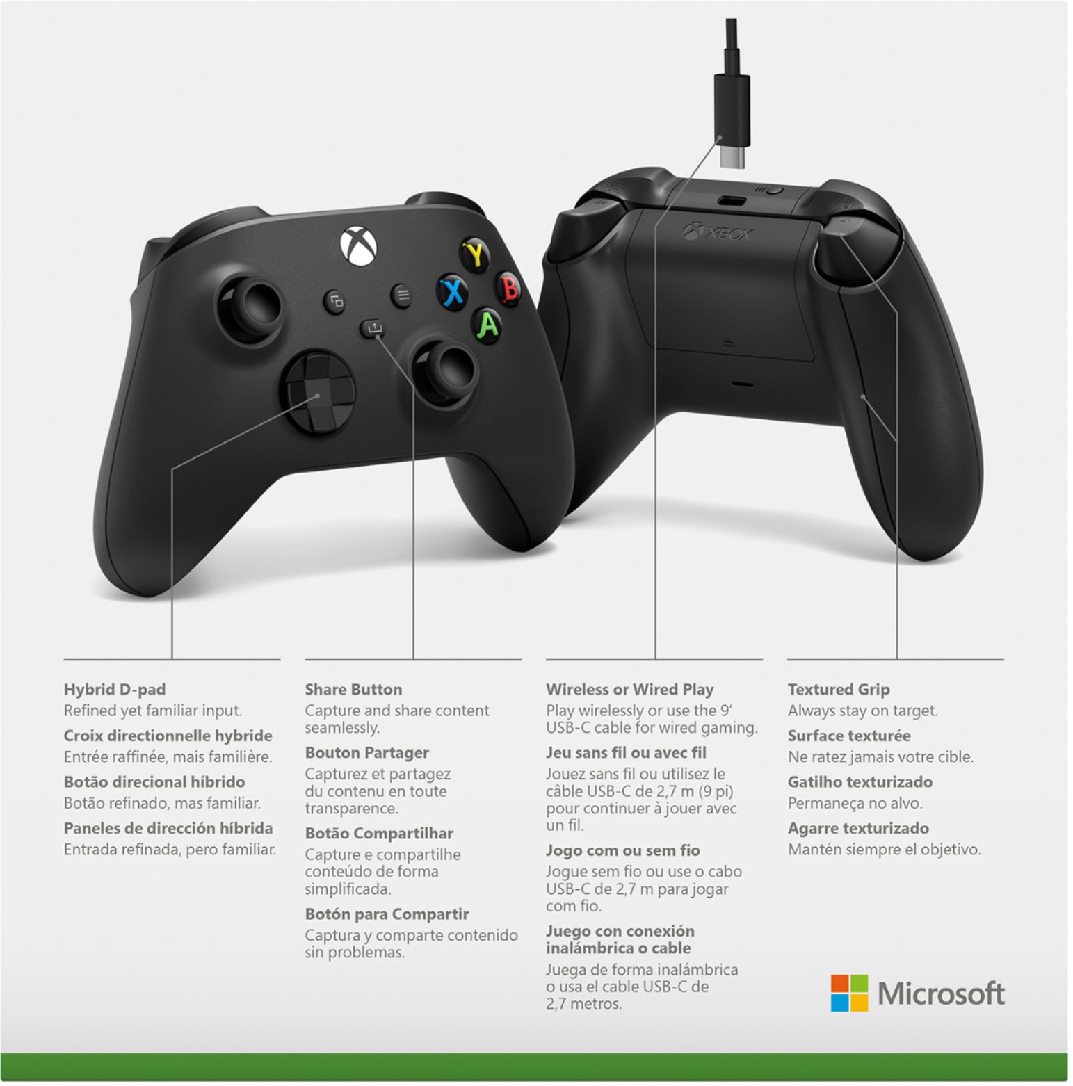 Beeldhouwer Nest Goederen Microsoft Xbox Wireless Controller for Windows Devices, Xbox Series X, Xbox  Series S, Xbox One + USB-C Cable Carbon Black 1V8-00001 - Best Buy