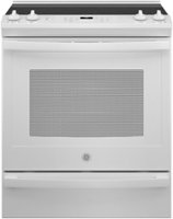 GE - 5.3 Cu. Ft. Slide-In Electric Convection Range with Self-Steam Cleaning, Built-In Wi-Fi, and No-Preheat Air Fry - White on White - Front_Zoom