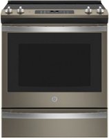 GE - 5.3 Cu. Ft. Slide-In Electric Convection Range with Self-Steam Cleaning, Built-In Wi-Fi, and No-Preheat Air Fry - Slate - Front_Zoom