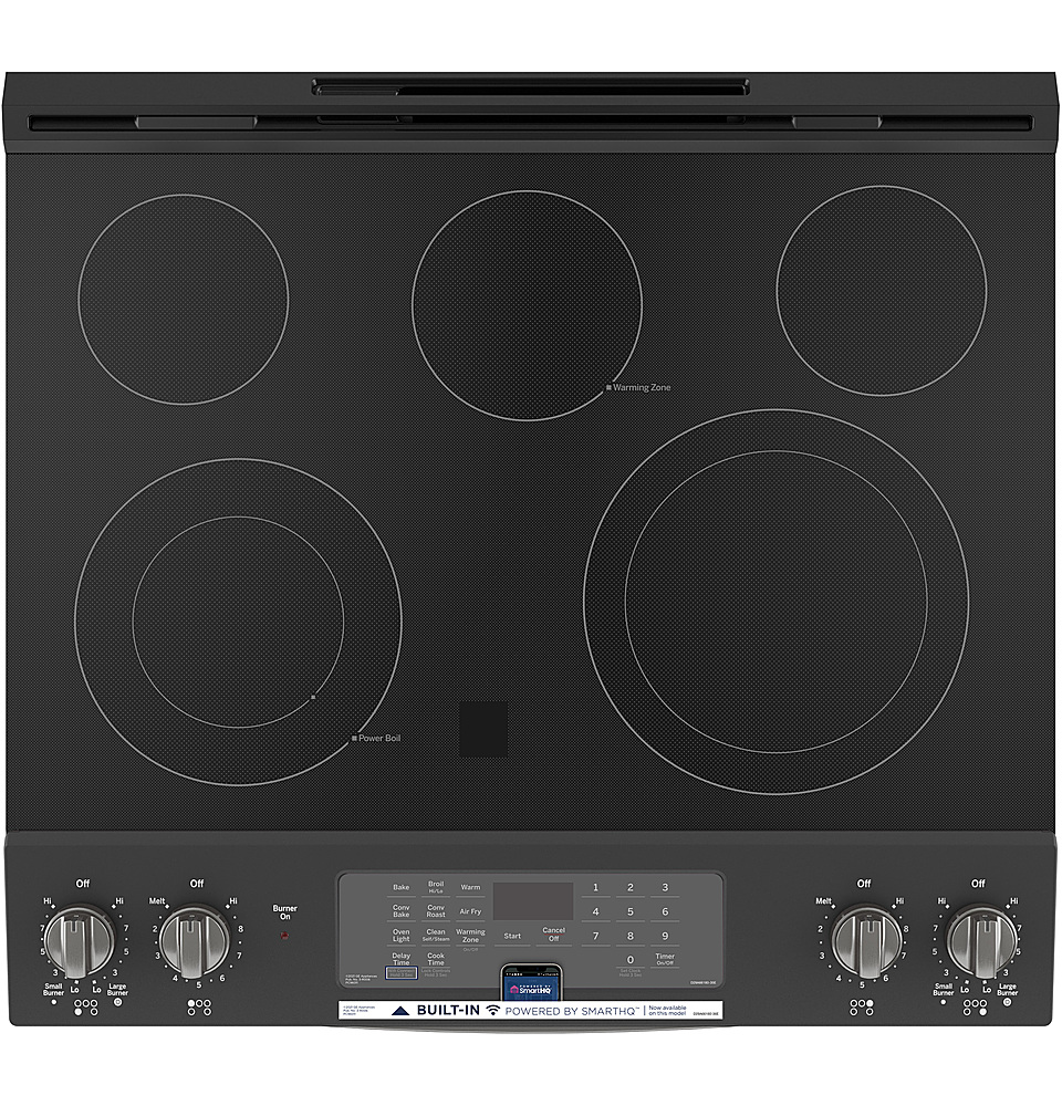 GE 30-in Glass Top 5 Elements 5.3-cu ft Self-Cleaning Air Fry Convection  Oven Slide-in Smart Electric Range (Slate)