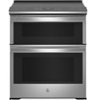 GE Profile - 6.6 Cu. Ft. Slide-In Double Oven Electric True Convection Range with No Preheat Air Fry - Stainless steel