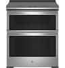Front. GE Profile - 6.6 Cu. Ft. Slide-In Double Oven Electric True Convection Range with No Preheat Air Fry - Stainless Steel.