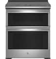 GE Profile - 30 in. Wide 5 Elements 6.6 Cu. Ft. Slide-In Double Oven Electric True Convection Range with No Preheat Air Fry - Stainless Steel