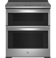 GE Profile - 6.6 Cu. Ft. Slide-In Double Oven Electric True Convection Range with No Preheat Air Fry - Stainless steel - Front_Zoom