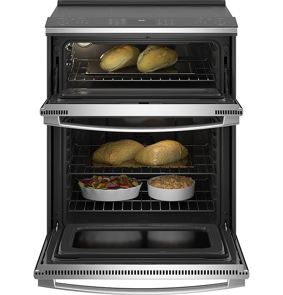 Alt View 12. GE Profile - 6.6 Cu. Ft. Slide-In Double Oven Electric True Convection Range with No Preheat Air Fry - Stainless Steel.
